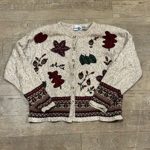 Vintage Paul Harris Designs Women Embroidered Knit Cardigan Size M